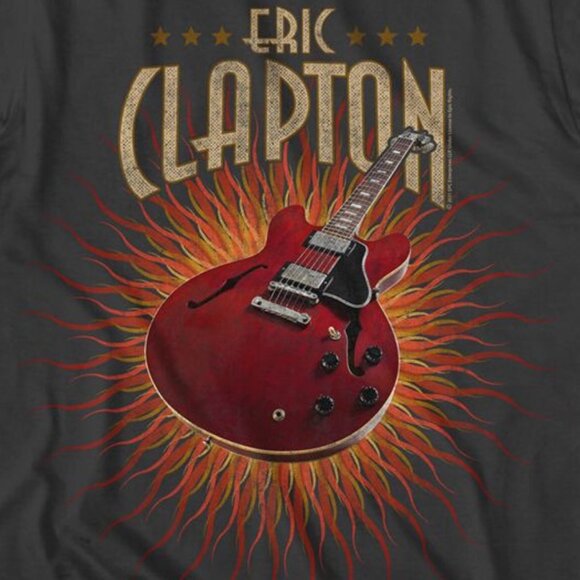 Eric Clapton Guitar Flames T-Shirt Blues Rock Music Fan Graphic Tee 05 - Picture 2 of 5